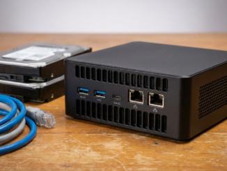 Mini PC con procesador Intel N100 configurado como servidor NAS