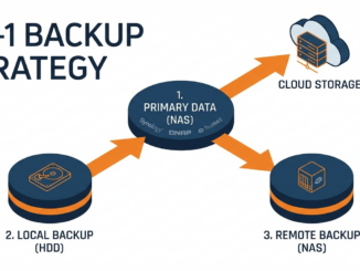 Estrategia backup 3-2-1 NAS - Diagrama de tres copias en dos medios con una off-site
